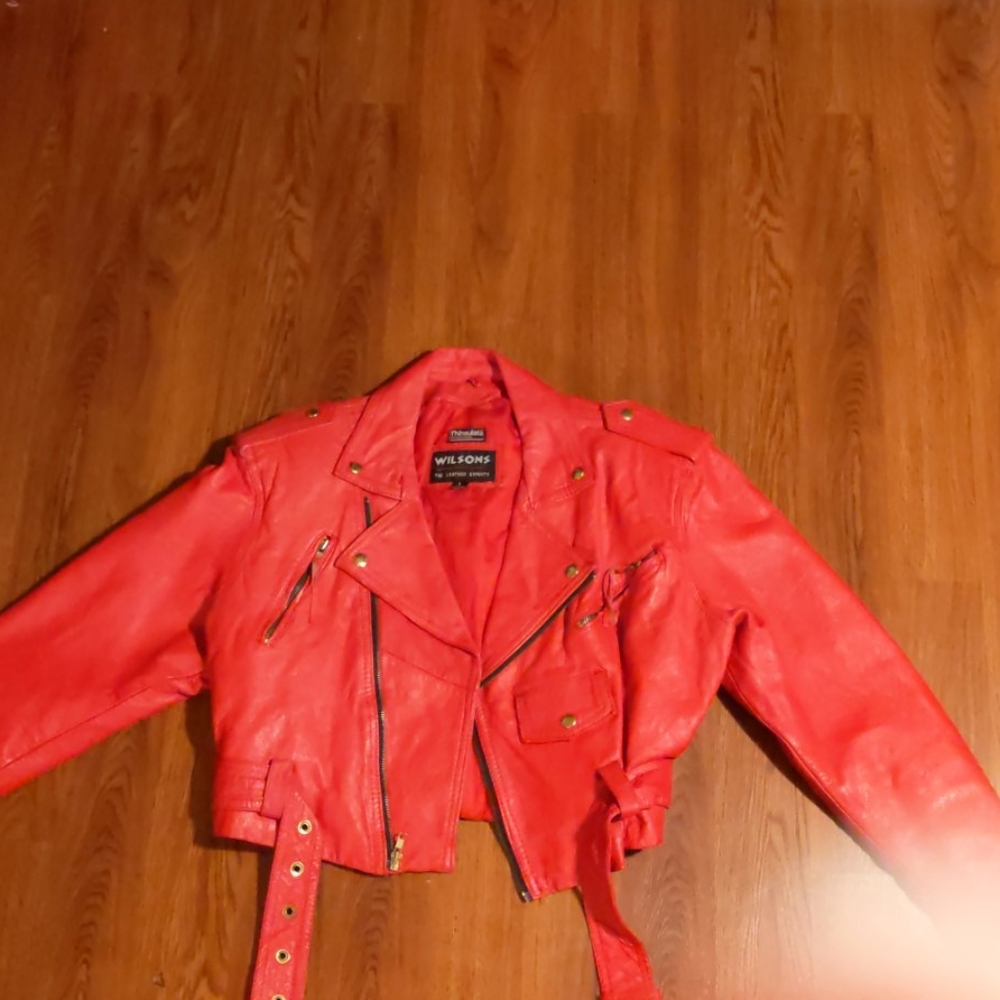 Wilson's Leather Red vintage Moto jacket